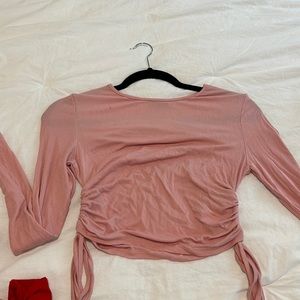 SHEIN PINK TIE CROP TOP